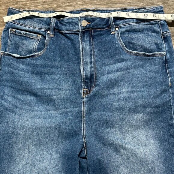 RISEN JEANS Women's Size 2XL Blue High Rise Curved Balloon Jeans Stretch - Picture 6 of 13